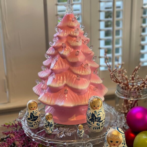 14" Lit Nostalgic --Safe Acrylic! Tree-NEW- Gorgeous Kitch Retro! - Picture 11 of 16